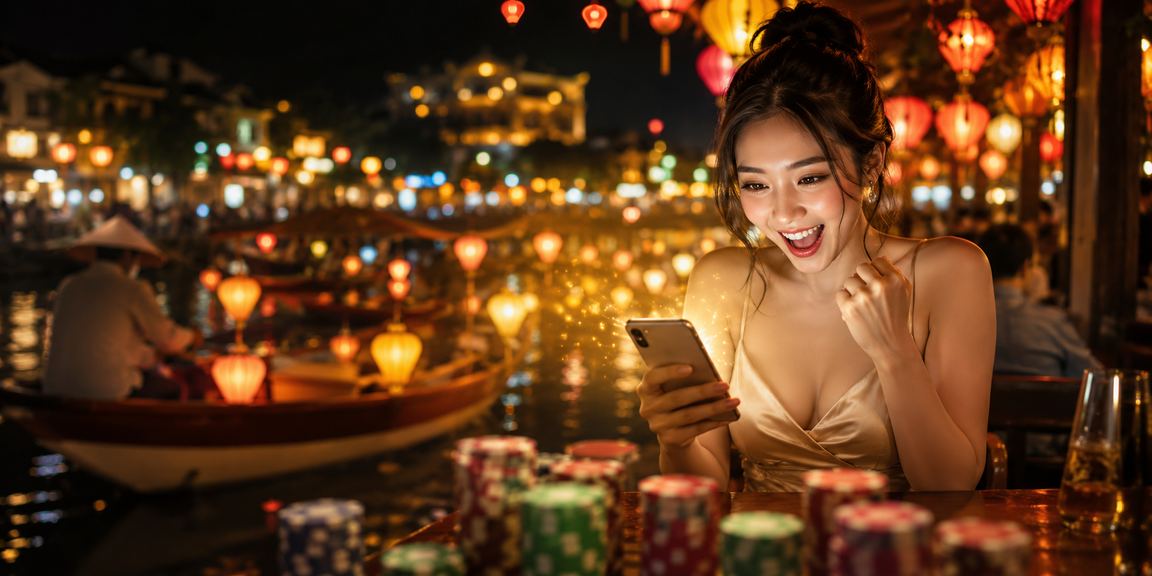 Người dùng tra kèo trực tiếp qua điện thoại tại chợ đêm Huế
